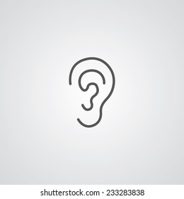 ear outline thin symbol, dark on white background, logo editable, creative template 