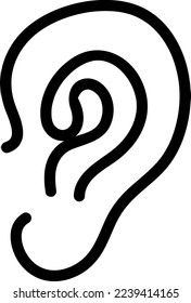 Icono de vector de contorno de oído. Pictograma negro aislado en un fondo blanco.. eps
