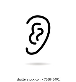 Ear - outline vector icon. Black pictogram isolated on a white background. Line symbol for design, logo, infographic and website.