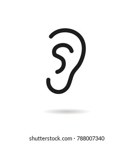 Ear - outline vector icon. Black pictogram isolated on a white background. Line symbol for design, logo, infographic and website.