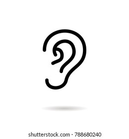 Ear - outline vector icon. Black pictogram isolated on a white background. Line symbol for design, logo, infographic and website.