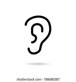Ear - outline vector icon. Black pictogram isolated on a white background. Line symbol for design, logo, infographic and website.