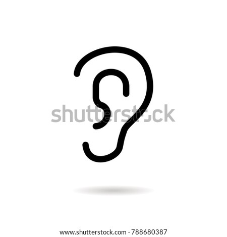 ear outline vector icon black pictogram stock vector royalty free