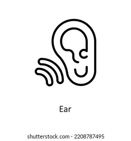 Ear Outline Vector Icon Design illustration on White background. EPS 10 File