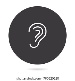 Ear - outline vector icon. Illustration isolated. Line pictogram for design, infographic and website.