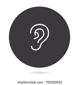 Ear - outline vector icon. Illustration isolated. Line pictogram for design, infographic and website.