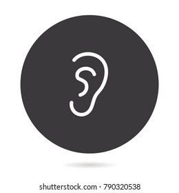 Ear - outline vector icon. Illustration isolated. Line pictogram for design, infographic and website.