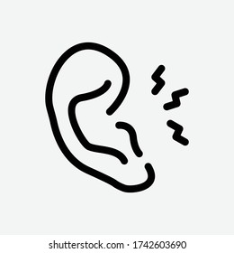 Ear Pain Line Icon On White Background