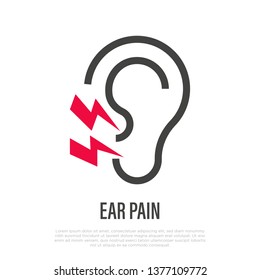 Ear Pain Thin Line Icon. Otitis. Vector Illustration Of Illness Symptom.