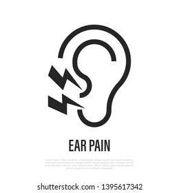 Ear pain thin line icon. Otitis. Vector illustration of illness symptom.