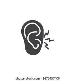 Ear Pain Vector Icon. Filled Flat Sign For Mobile Concept And Web Design. Earache Glyph Icon. Symbol, Logo Illustration. Vector Graphics