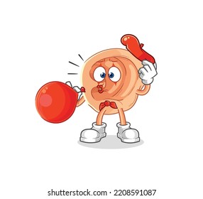 ear pantomime blowing balloon. cartoon mascot vector