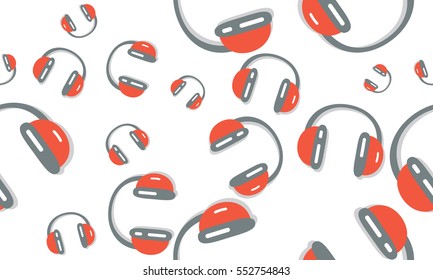 ear phones, head phones seamless pattern