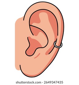 orelha com estilo de moda piercing design de modelo de ilustração de vetor de cor plana