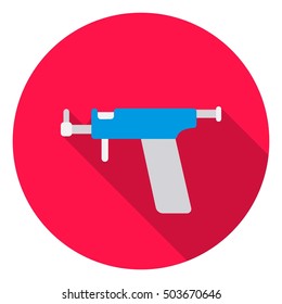 Ear piercing gun icon in flat style isolated on white background. Tattoo symbol stock vector illustration.
