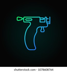Ear piercing instrument linear icon - vector piercing gun concept sign or logo element on dark background