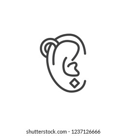 Ear piercing outline icon. linear style sign for mobile concept and web design. Pierced ear simple line vector icon. Symbol, logo illustration. Pixel perfect vector graphics