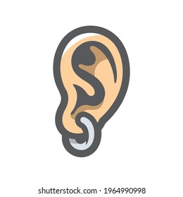 Ear Piercing Ring Vector icon Cartoon illustration.