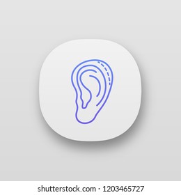 Ear plastic surgery app icon. UI/UX user interface. Otoplasty. Ear reshaping and reconstruction. Facial rejuvenation. Web or mobile application. Vector isolated illustration