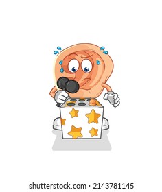 ear play whack a mole mascot. cartoon vector