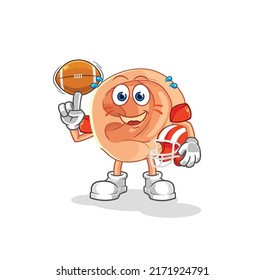 ear playing rugby character. cartoon mascot vector