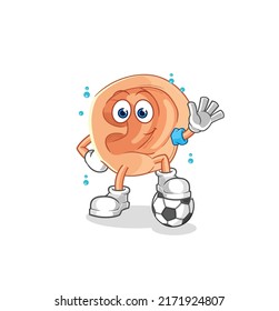 ear playing soccer illustration. character vector