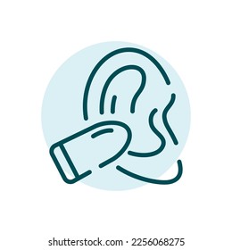 Ear plug black line icon. Face safety.  Soundproof element