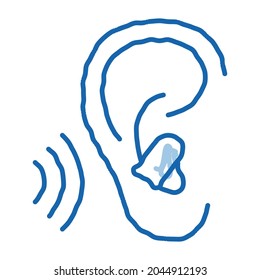 Ear Plug For Sleeping sketch icon vector. Hand drawn blue doodle line art Ear Plug For Sleeping sign. isolated symbol illustration