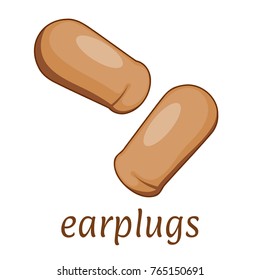 Ear plugs on a white background. Hearing protection earplugs in Cartoon style. Vector illustration
