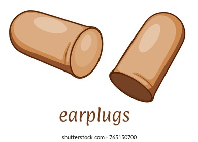 Ear plugs on a white background. Hearing protection earplugs in Cartoon style. Vector illustration