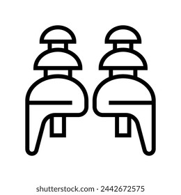 Ohrstöpsel PSA Schutzausrüstung Linie Ikone Vektor. Ohrstöpsel PSA Schutzausrüstung Zeichen. Isolierte Kontur Symbol schwarze Illustration
