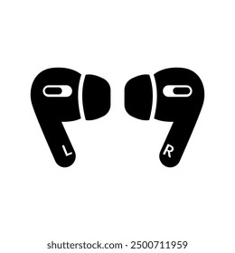 Ear pods black and white flat vector icon design