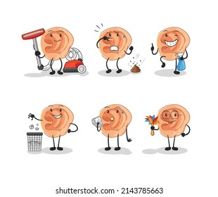 ear postman set character. cartoon mascot vector