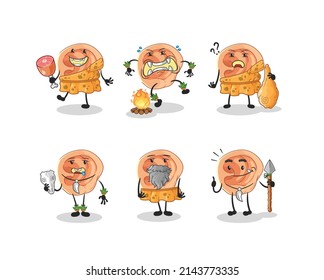 personaje de grupo de hombre primitivo de oído. vector de mascota
