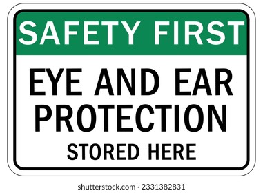 Ear protection area sign and labels