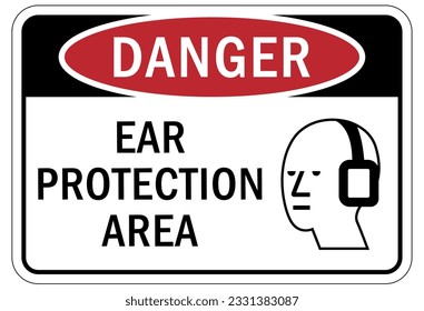 Ear protection area sign and labels