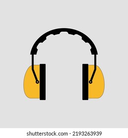 Ear protection, black and yellow vector illustration