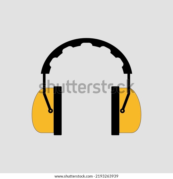 Ear\
protection, black and yellow vector\
illustration