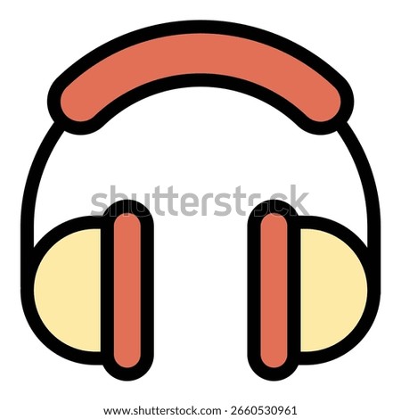 Ear protection icon flat line style illustration representing hearing safety and noise control suitable for construction sites industrial safety gear and occupational health projects