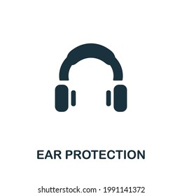 Ear Protection icon. Monochrome simple element from manufacturing collection. Creative Ear Protection icon for web design, templates, infographics and more