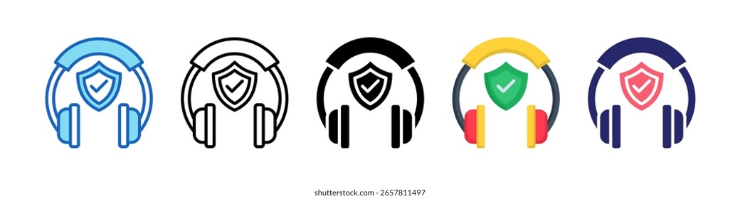 Ear Protection Icon Multiple Style Set Collection.