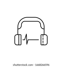 Protección del oído, icono. Línea simple, esquema vectorial elementos de seguridad en el trabajo para ui y ux, sitio web o aplicación móvil