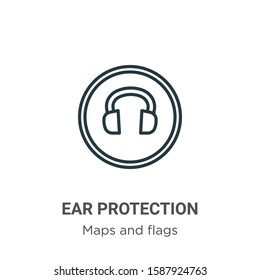 Ear protection outline vector icon. Thin line black ear protection icon, flat vector simple element illustration from editable maps and flags concept isolated on white background