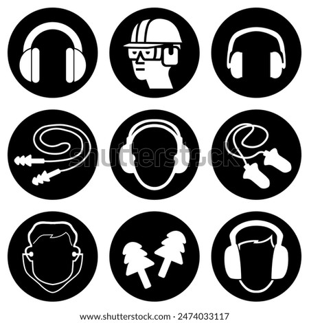 Ear Protection Set Symbol Sign, Vector Illustration, Isolated On White Background Label. EPS10