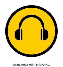 Ear protection sign, mandatory hearing protection, hazardous noise levels, vector illustration