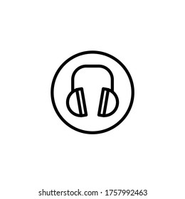 Ear protection vector icon  in black line style icon, style isolated on white background