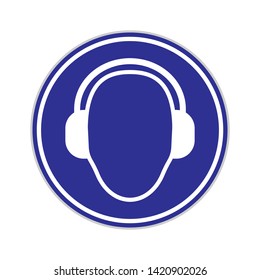 The Ear Protector Must be Worn Icon - Vectors, Flat and Trendy Sign, Symbol, Illustration, Attention or Warning Stickers for Design, Information, Presentation or Mobile Apps.