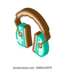 ear protectors ppe protective equipment isometric icon vector. ear protectors ppe protective equipment sign. isolated symbol illustration