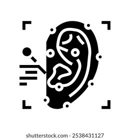 ear recognition glyph icon vector. ear recognition sign. isolated symbol illustration