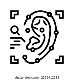 ear recognition line icon vector. ear recognition sign. isolated contour symbol black illustration